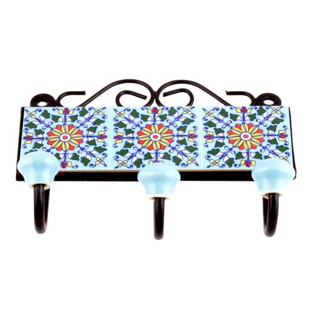  Turquoise Yellow Sunflower Tiles Hooks